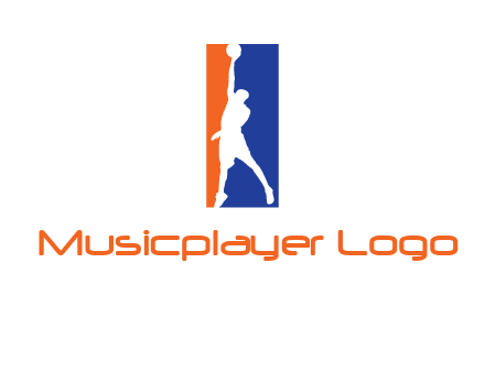 sportsman and ball basketball logo