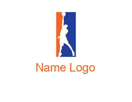 sportsman and ball basketball logo