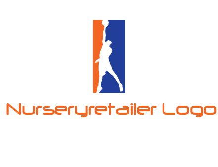 sportsman and ball basketball logo