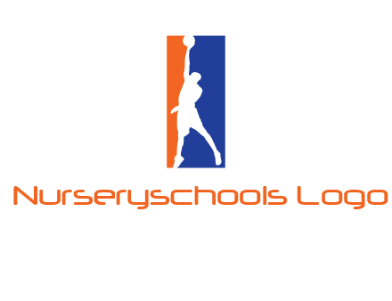sportsman and ball basketball logo