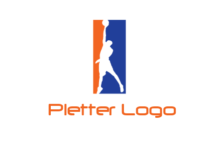 sportsman and ball basketball logo