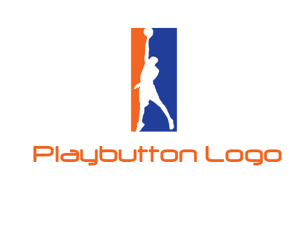 sportsman and ball basketball logo