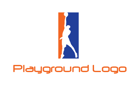 sportsman and ball basketball logo