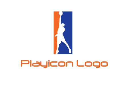 sportsman and ball basketball logo