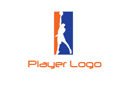 sportsman and ball basketball logo