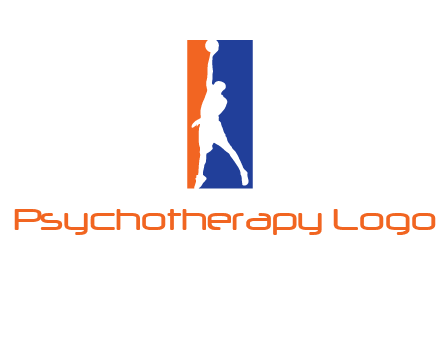 sportsman and ball basketball logo