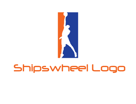 sportsman and ball basketball logo