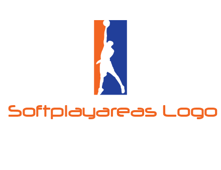 sportsman and ball basketball logo