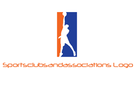 sportsman and ball basketball logo