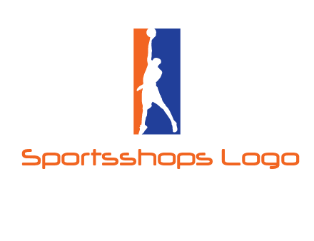 sportsman and ball basketball logo