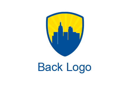 rays and buildings in shield insurance logo