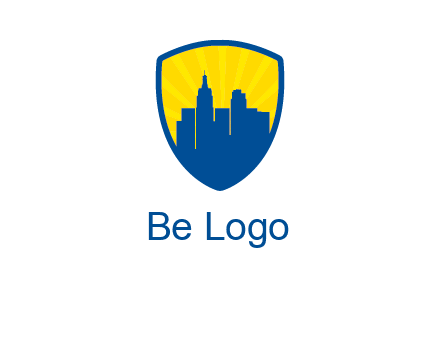 rays and buildings in shield insurance logo