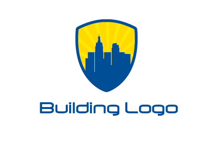 rays and buildings in shield insurance logo