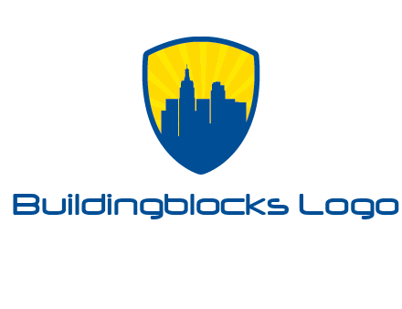 rays and buildings in shield insurance logo