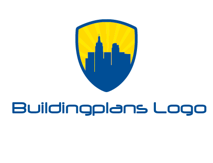 rays and buildings in shield insurance logo