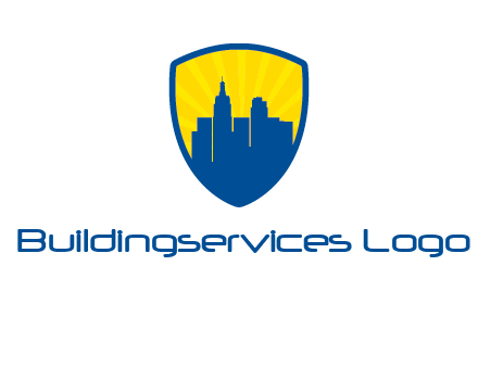 rays and buildings in shield insurance logo