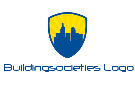 rays and buildings in shield insurance logo