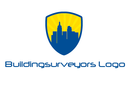 rays and buildings in shield insurance logo
