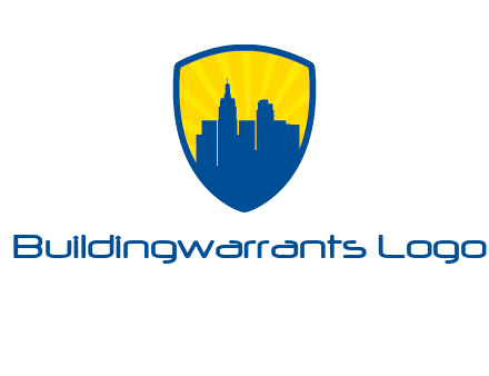 rays and buildings in shield insurance logo