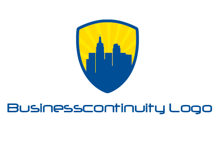 rays and buildings in shield insurance logo