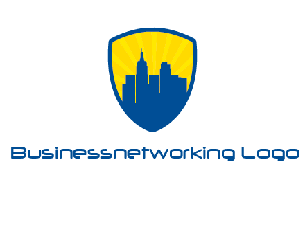 rays and buildings in shield insurance logo