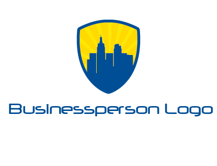 rays and buildings in shield insurance logo