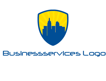 rays and buildings in shield insurance logo