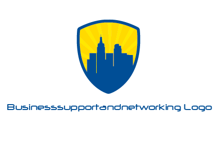 rays and buildings in shield insurance logo