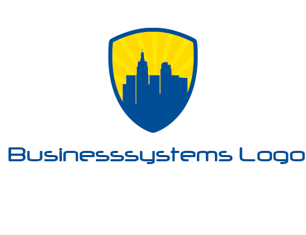 rays and buildings in shield insurance logo