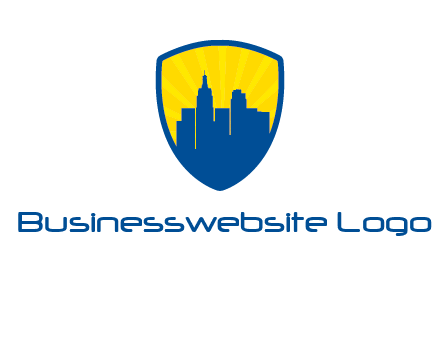 rays and buildings in shield insurance logo