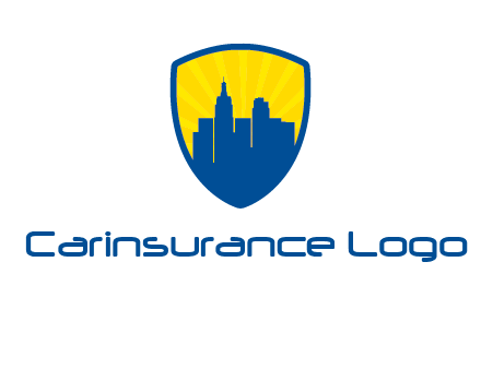rays and buildings in shield insurance logo