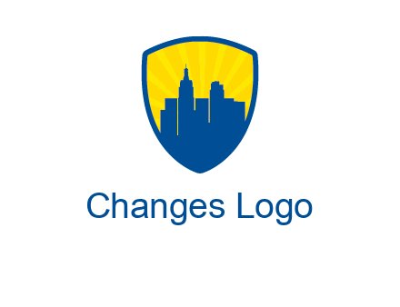 rays and buildings in shield insurance logo