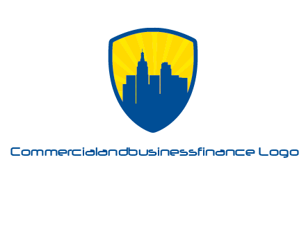 rays and buildings in shield insurance logo