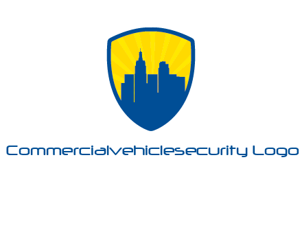 rays and buildings in shield insurance logo
