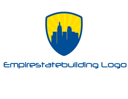 rays and buildings in shield insurance logo