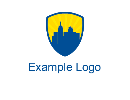 rays and buildings in shield insurance logo