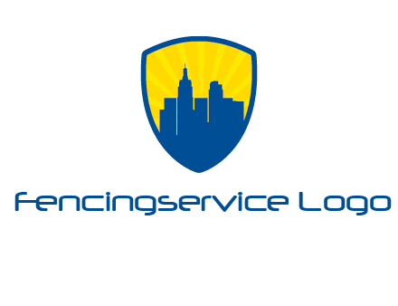 rays and buildings in shield insurance logo