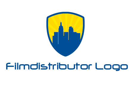rays and buildings in shield insurance logo