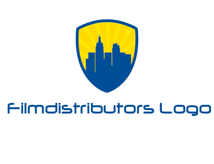 rays and buildings in shield insurance logo