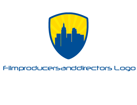 rays and buildings in shield insurance logo