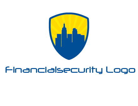 rays and buildings in shield insurance logo