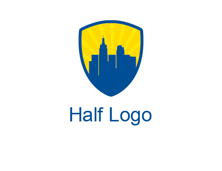 rays and buildings in shield insurance logo