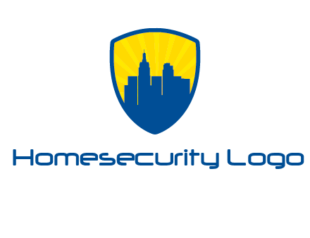 rays and buildings in shield insurance logo