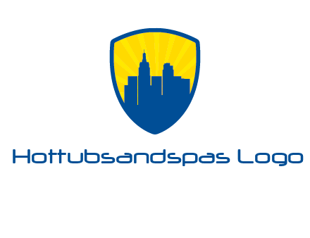 rays and buildings in shield insurance logo