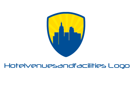 rays and buildings in shield insurance logo