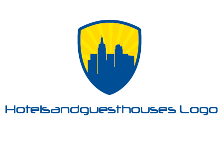 rays and buildings in shield insurance logo