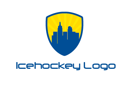 rays and buildings in shield insurance logo