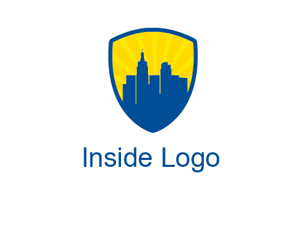 rays and buildings in shield insurance logo