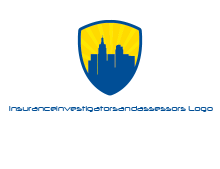 rays and buildings in shield insurance logo