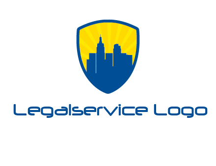 rays and buildings in shield insurance logo